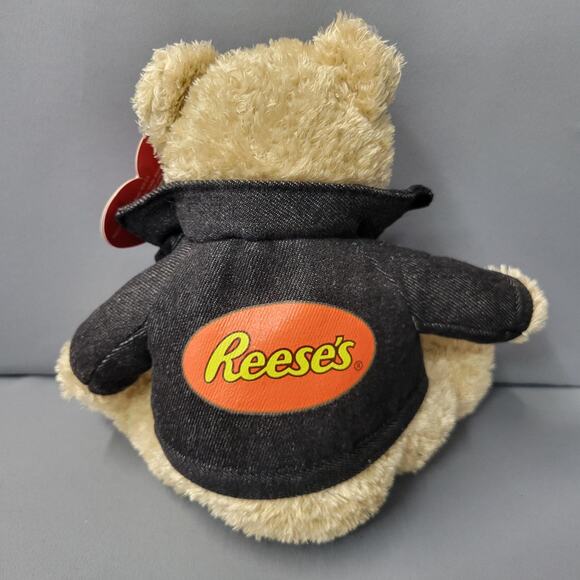 Reese's Bear Plush Galerie Teddy 8" Sitting Denim Jacket Stuffed Animal Toy - Picture 5 of 13